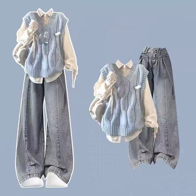 秋冬季韩系叠穿马甲衬衫学院风