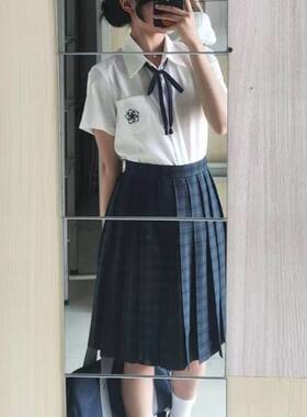 夏季JK制服樱花刺绣白衫海苔裙