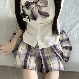 原创春日信歌jk制服裙正版 格裙夏季 日系学院风百褶短裙半身裙套装