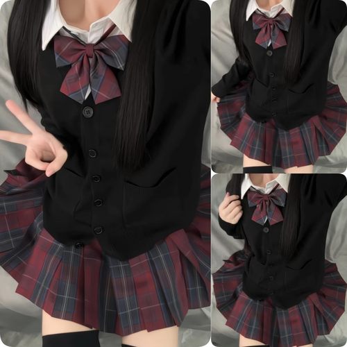 日系学院风原创JK制服甜美秋冬毛衣针织开衫外套女长袖衬衫基础款