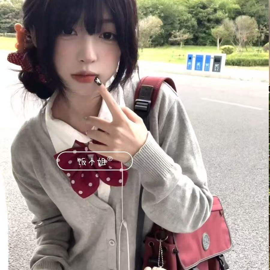 日系针织制服外套秋冬开衫学院风