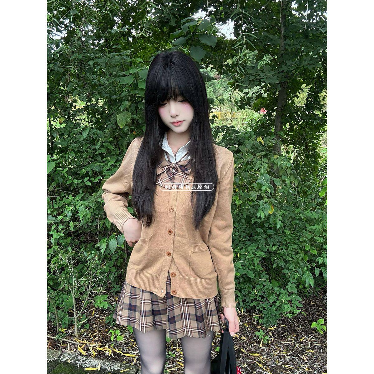 日系JK制服格裙套装开衫学院风