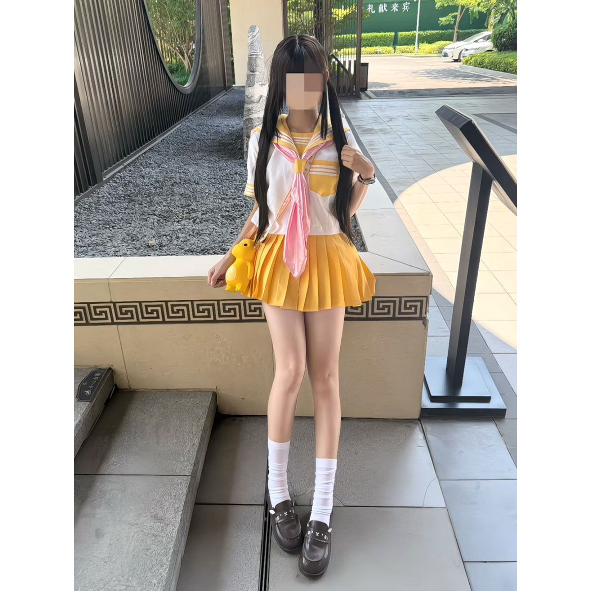夏季2026基础款三本黄色水手服JK制服校园甜美学院风百褶裙套装女