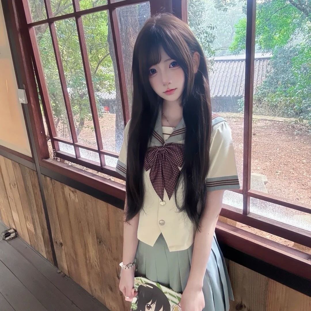 原创jk制服动漫少女感甜美夏奶绿水手服海军日系学院风百褶裙套装