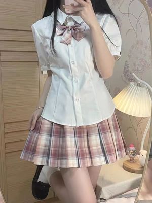 纯欲白色jk收腰制服衬衫泡泡袖