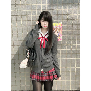 学院风甜美校供毛衣百搭长袖 日系jk制服针织无兜开衫 外搭外套秋冬