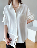 韩版 设计感小众白色衬衣复古港味高级感上衣法式 衬衫 女2025春新款