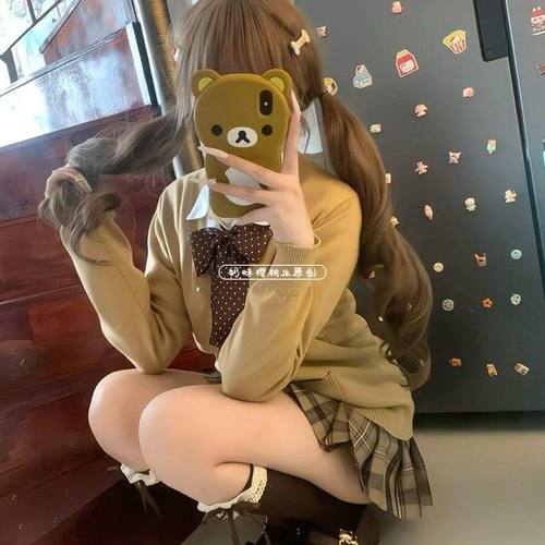 日系小个子学院风JK制服针织衫软妹穿搭开衫毛衣外套jk格裙套装女