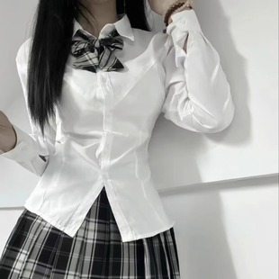 学姐收腰衬衫原创JK制服纯欲辣妹风显瘦百搭白色长袖衬衣女秋冬款