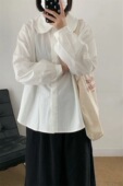 甜美日系白衬衫 女娃娃领小个子内搭设计感小众衬衣泡泡袖 打底上衣