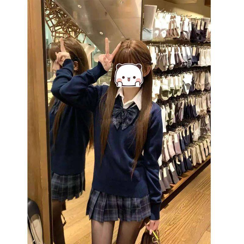 日系JK制服学院风针织开衫长袖套装早秋套头毛衣百褶裙套装女,女装/女士精品,时尚套装,淘宝优惠券,粉丝福利购,淘宝优惠卷