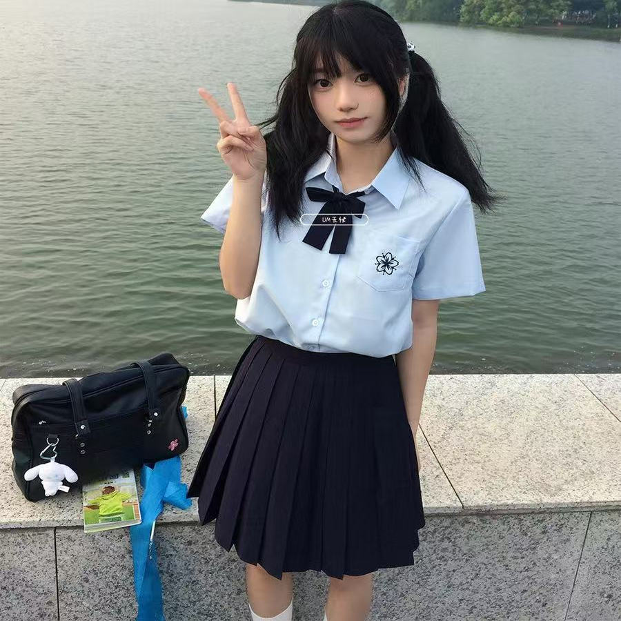 套装原创日系jk制服短袖衬衫刺绣