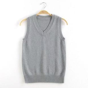 日系jk马甲叠穿套头针织衫女夏季纯色无袖V领背心毛衣学院风上衣