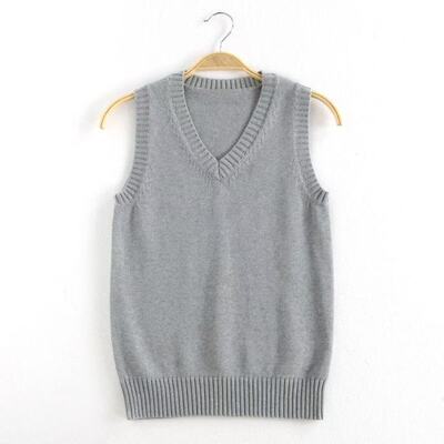 日系jk马甲叠穿套头针织衫女夏季纯色无袖V领背心毛衣学院风上衣