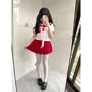 川野子jk日系可爱多巴胺红色短袖制服学院风水手服女套装校服套装