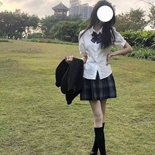 日系泡泡袖 别致甜辣上衣女短袖 纯欲衬衣 设计感小众jk制服衬衫 夏季