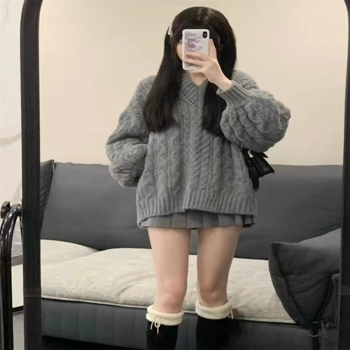 温柔风宽松毛衣秋冬季针织衫上衣