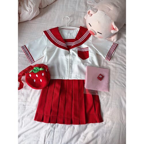 JK水手服学院风短袖多巴胺套装