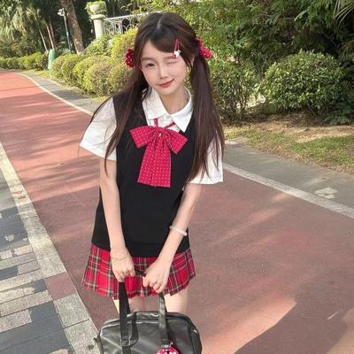 超好看小辣椒jk格裙套装基础短袖