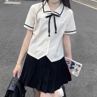 小椰中JK制服衬衫女2022夏季日系新款短袖衬衣百褶裙两件套学院风