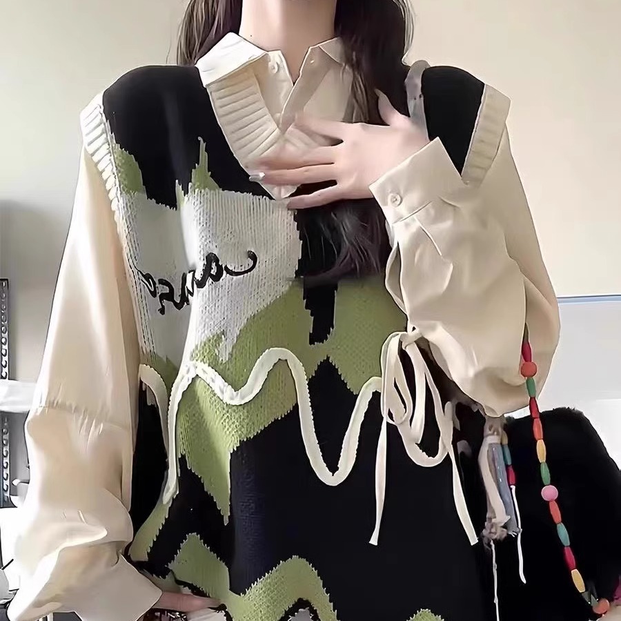 毛衣新款不规则设计针织马甲女