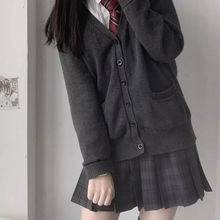 叠穿jk制服针织开衫小个子甜美百搭毛衣纯色长袖显瘦外套秋冬新款