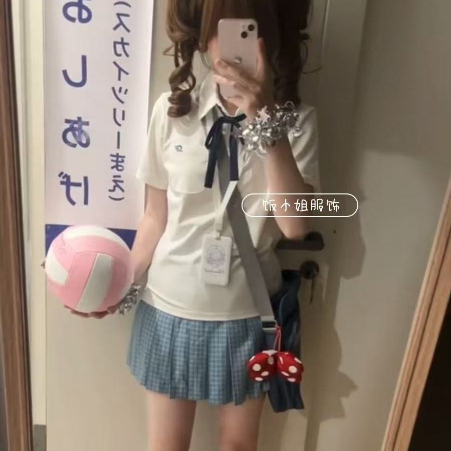 原创正版JK制服POLO衫收腰刺绣