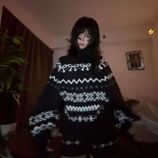 女两件套装 短裤 复古费尔岛高领针织毛衣外套叠穿冬季 2025秋冬美式