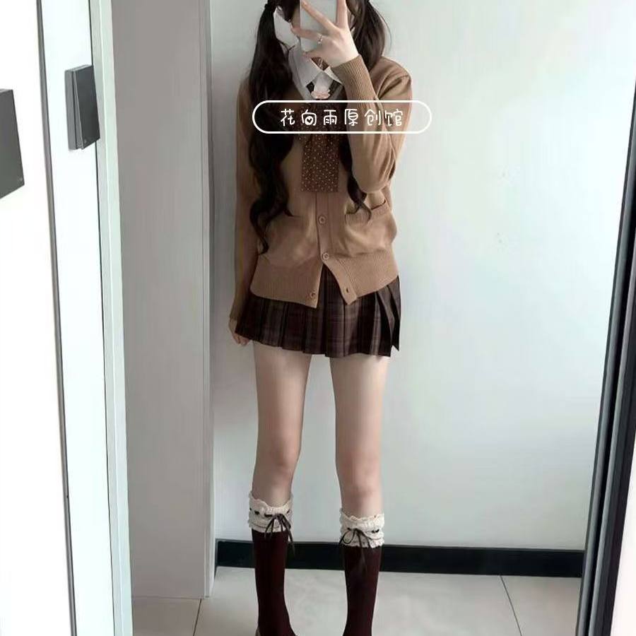 焦糖可颂原创正版日系JK制服秋冬套装格裙长袖毛衣学院风校供软妹