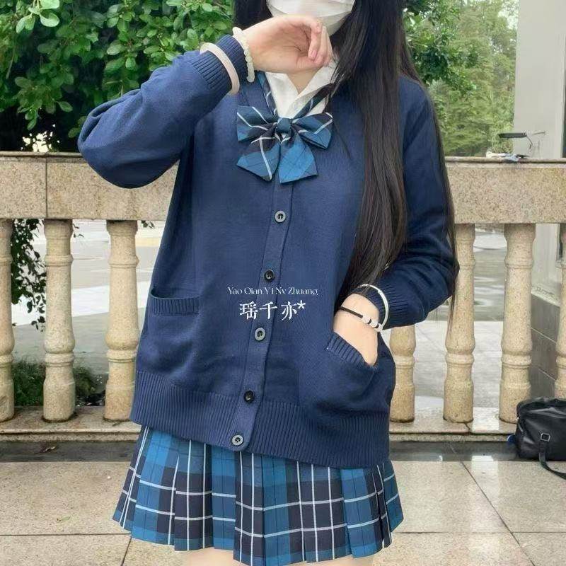 日系原创JK制服正版秋冬格裙套装长袖毛衣开衫针织衬衫jk学院外套