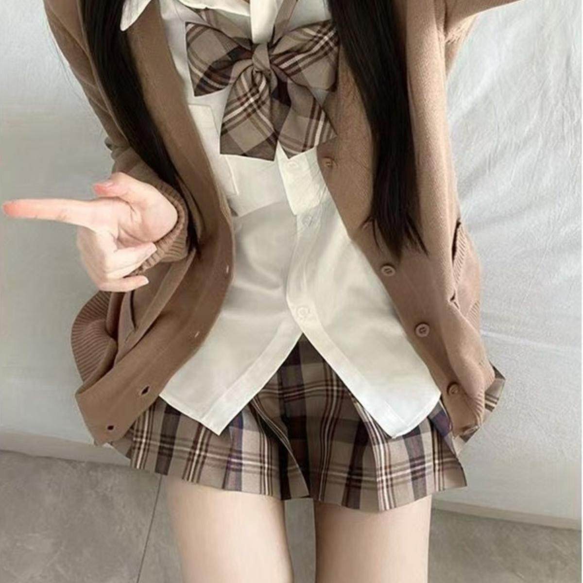 甜妹原创JK制服美拉德秋冬叠穿毛衣开衫外套衬衫百搭学院校供感女,女装/女士精品,时尚套装,淘宝优惠券,粉丝福利购,淘宝优惠卷