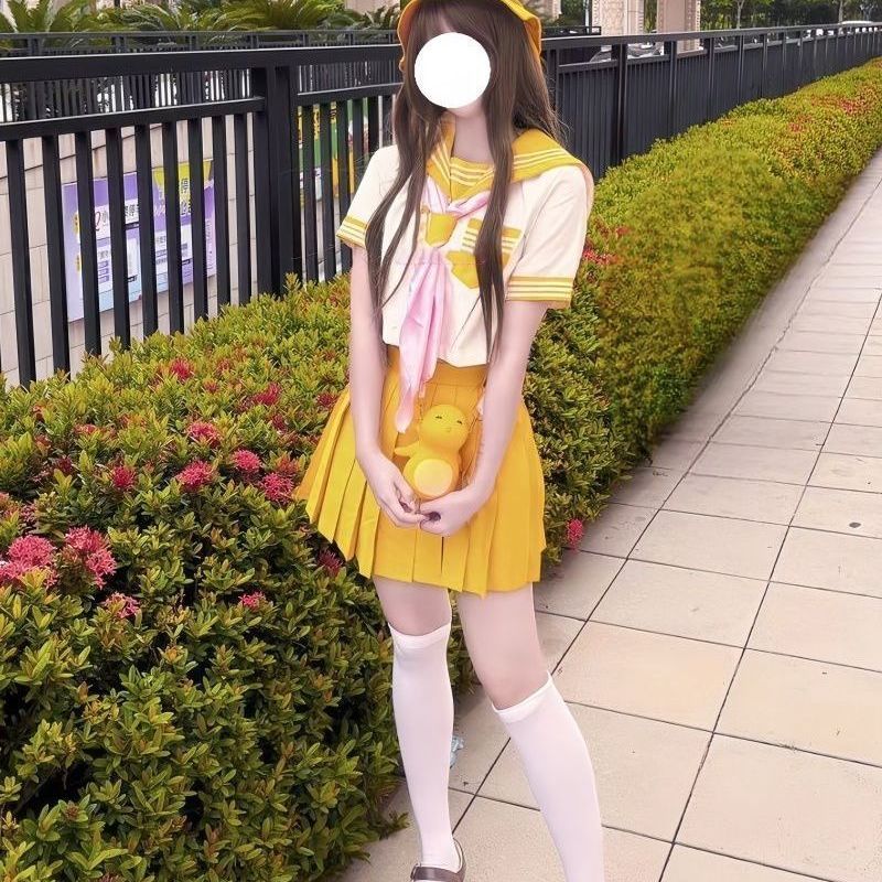 正版原创基础款JK黄色三本水手服制服海军领学院甜美可爱软妹套装