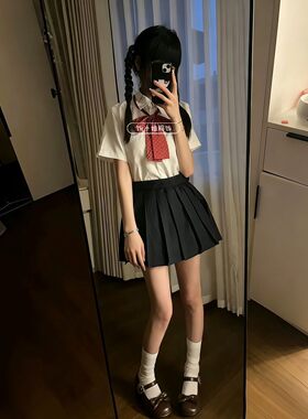 日系JK制服夏季衬衫百褶裙套装