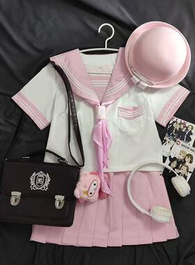 时尚原创白三本水手服校供感日系jk制服基础款短袖学院风校服全套