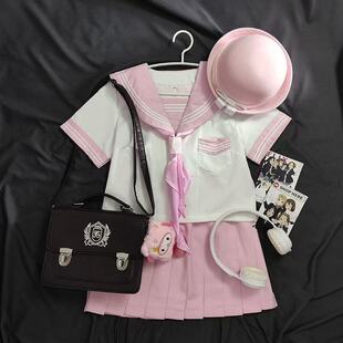 时尚原创白三本水手服校供感日系jk制服基础款短袖学院风校服全套