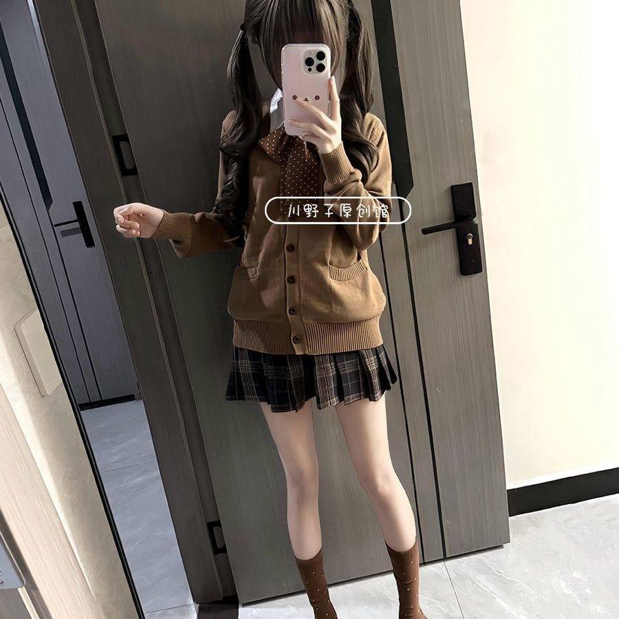 焦糖可颂日系格裙制服学院套装