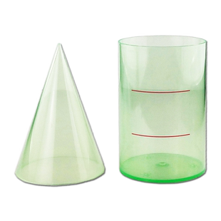 圆柱体圆锥体体积表面积演示器圆柱圆锥体积比等底等高的透明敞口容器计算公式推导 数学教具可拆框架旋转片