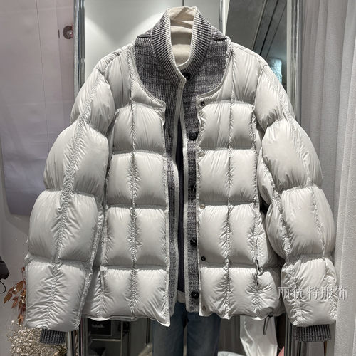 针织拼接假两件羽绒服女时尚洋气