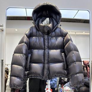 撞色羽绒服女短款亮面免洗面料宽松加厚90白鸭绒北方抗寒保暖外套