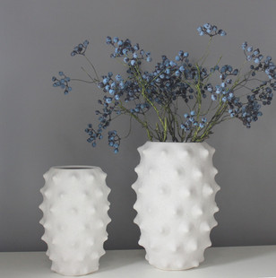 餐桌干花花器 家居北欧客厅插花花艺 创意时尚 黑白色陶瓷花瓶摆件