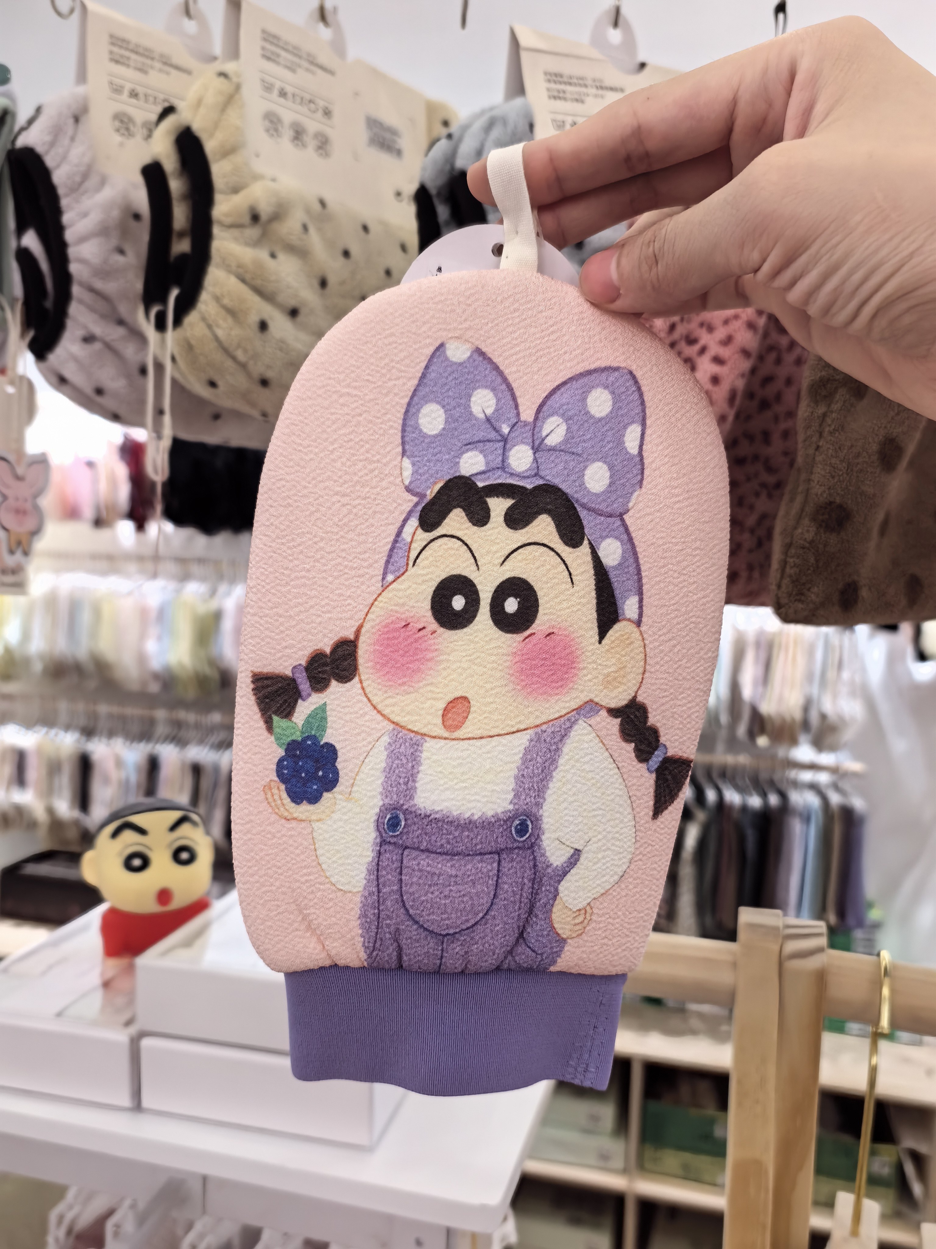 蜡笔小新浴花搓澡巾可悬挂创意卡搓澡巾