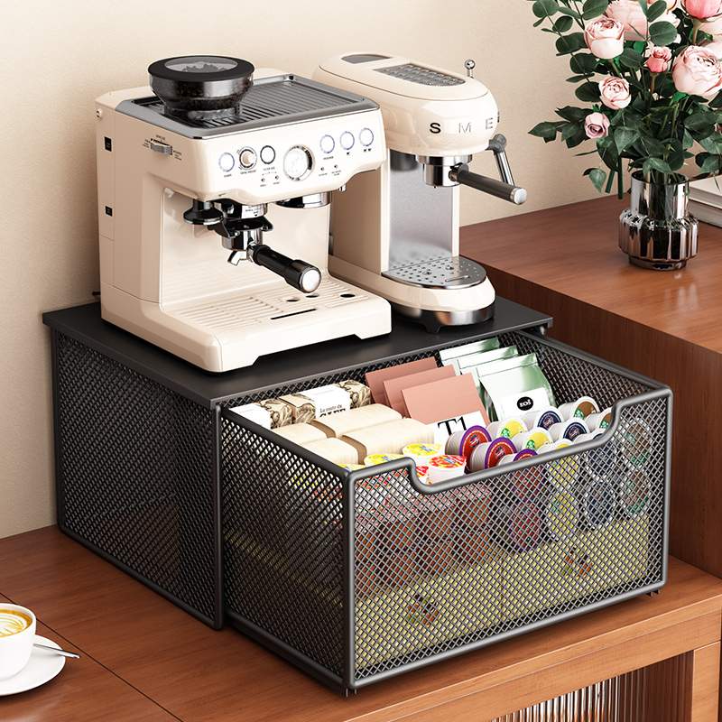 台面咖啡机置物架小型办公室茶水间桌面胶囊茶包收纳盒水杯收纳架