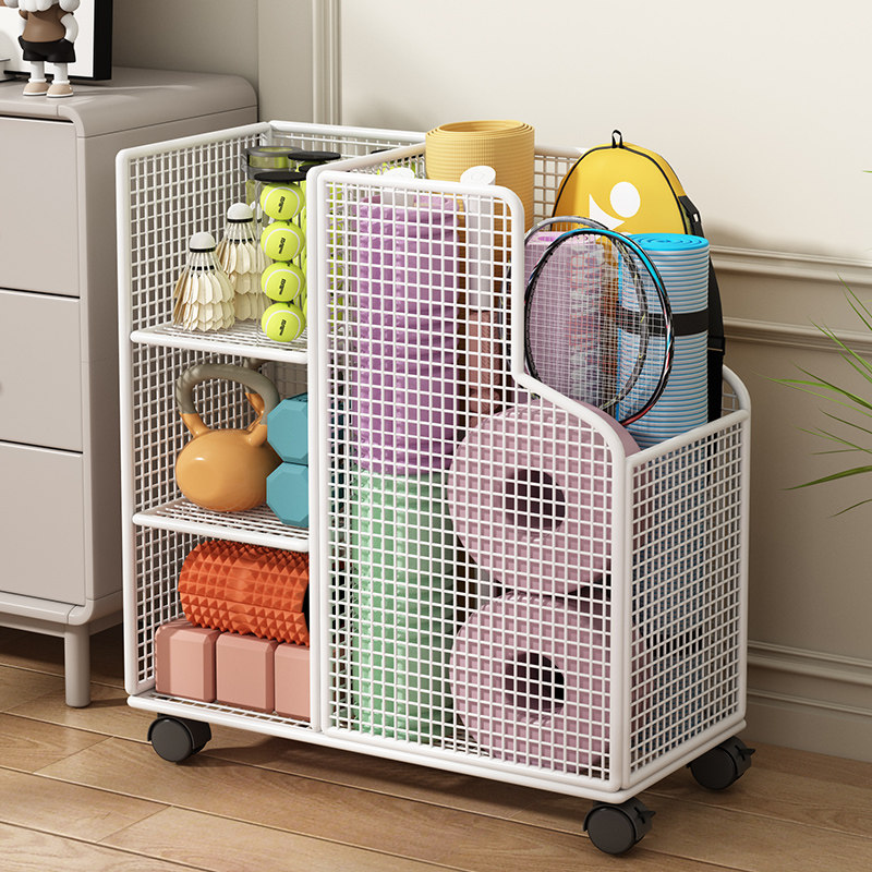 瑜伽垫收纳筐家用健身器材整理架泡沫轴哑铃运动体育用品置物架子