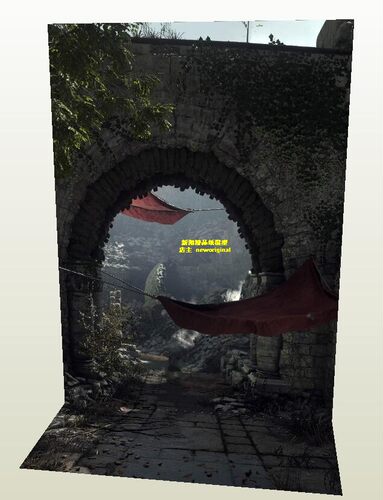 1比6分 12寸 哈利波特刺客信条城堡废墟士兵人偶场景背景纸模型