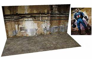 1比18 12废弃工厂仓库建筑室内车位地库女兵人偶汽车模场景模型