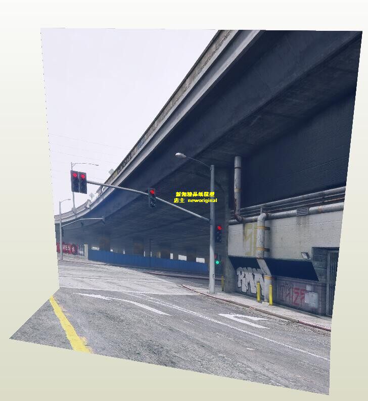 1比18 12寸 高架十字路口交通灯汽车模场景士兵人偶背景纸模型