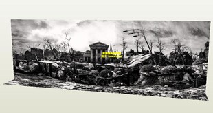 1比12 18城市废墟生化危机终结者世界末日士兵人偶场景背景纸模型