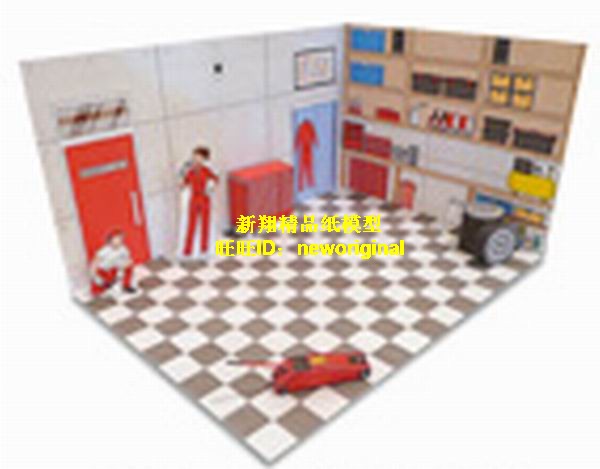 1比18 43 32车库维修车间停车场汽车场景 车模场景模型