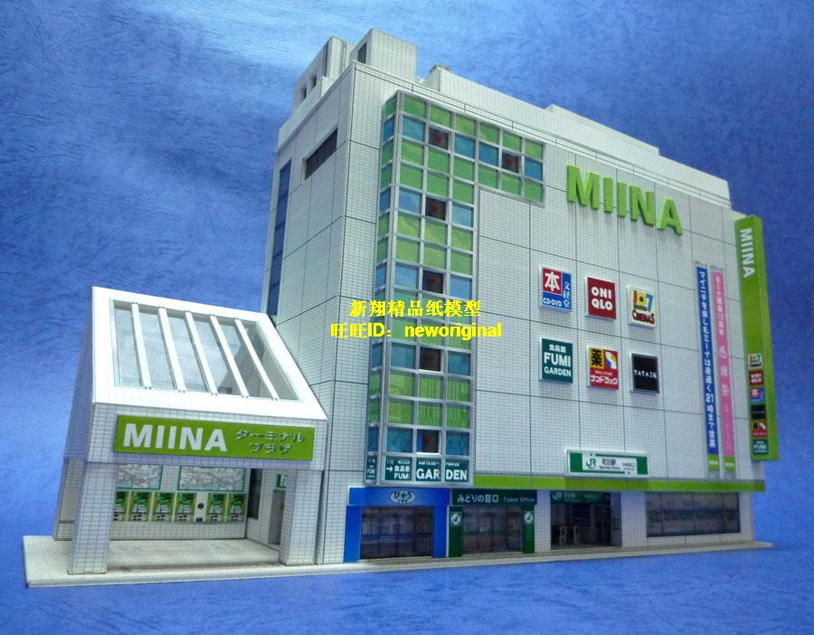 1:144 100城市建筑大型商场商业综合体 办公商务楼汽车模场景模型