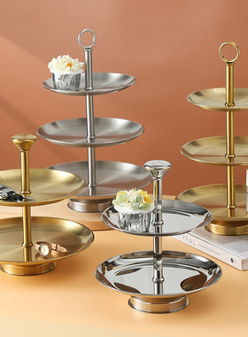 多层金属不锈钢托盘装饰品摆件